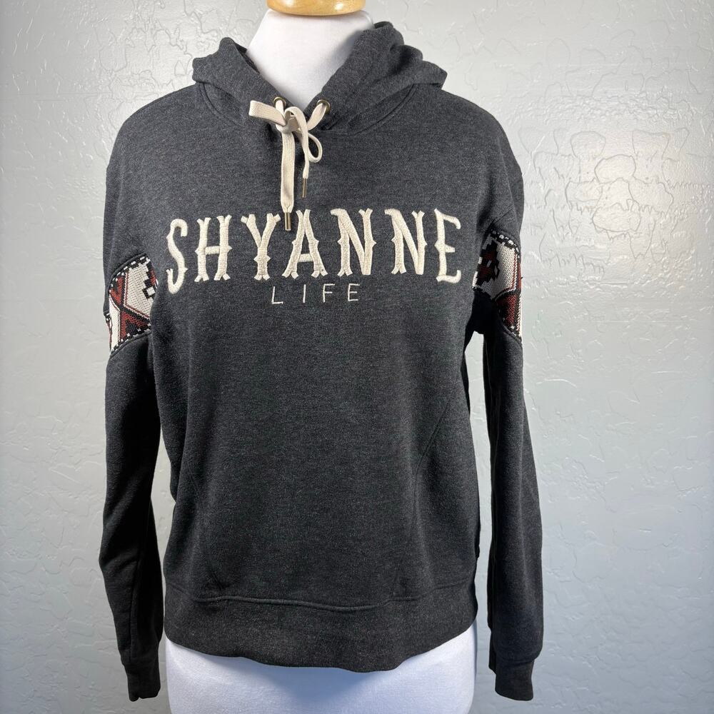 Shyanne Life Western Hoodie Small Gray Aztec Sleeve Pullover Cowgirl Sweatshirt